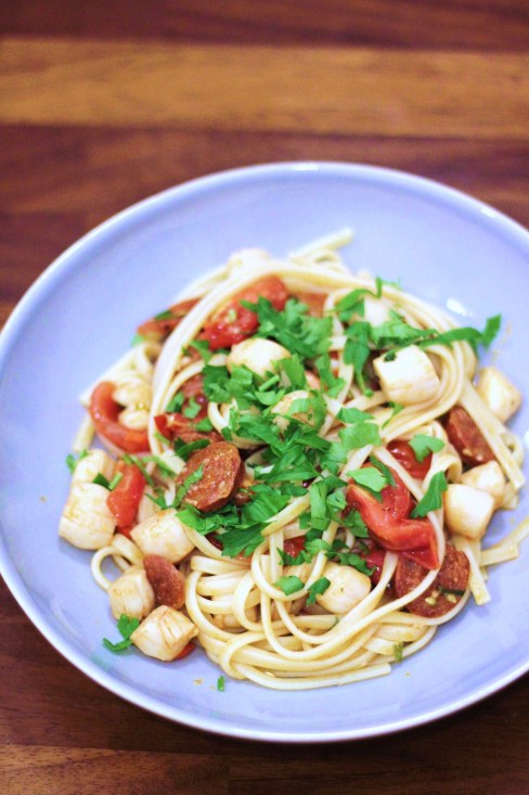 chorizoandscalloplinguine3